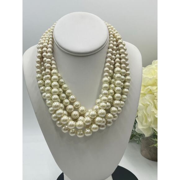 Lia Sophia "Uptown" 6 Strands Graduated Cream Faux Pearl Necklace - Picture 2 of 12